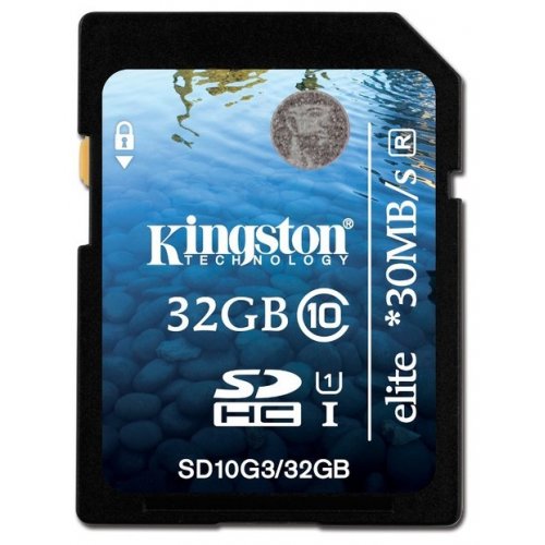 Купити Карта пам'яті Kingston SDHC 32GB Class 10 UHS-I G3 Elite 30MB/s (SD10G3/32GB) - ціна в Києві, Львові, Вінниці, Хмельницькому, Франківську, Україні | інтернет-магазин TELEMART.UA фото