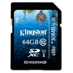 Карта пам'яті Kingston SDHC 64GB Class 10 UHS-I G3 Elite 30MB/s (SD10G3/64GB)