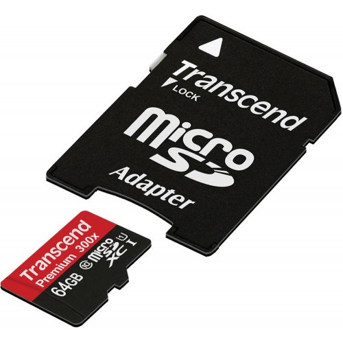 Купить Карта памяти Transcend microSDXC 64GB Class 10 UHS-I Premium 300X (с адаптером) (TS64GUSDU1) - цена в Харькове, Киеве, Днепре, Одессе
в интернет-магазине Telemart фото