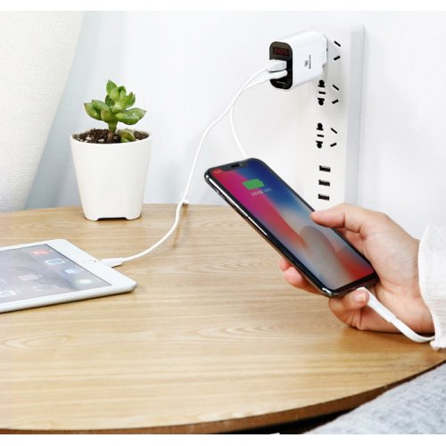 Купить Сетевое зарядное устройство Baseus Wall Charger Mirror Lake Intelligent Digital Display 3.4A 3 USB (CCALL-BH02) White - цена в Харькове, Киеве, Днепре, Одессе
в интернет-магазине Telemart фото