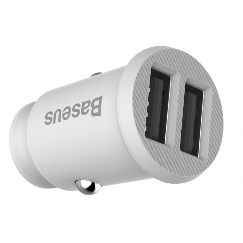 Автомобільний зарядний пристрій Baseus Grain 5V 3.1A 2 USB (CCALL-ML02) White купити в Україні: Київ, Львів, Хмельницький, Тернопіль, Івано-Франківськ | Низька ціна, відгуки, характеристики від TELEMART фото