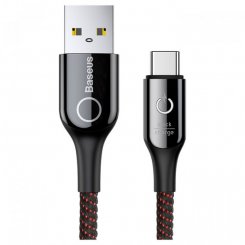 Кабель Baseus C-shaped Light Intelligent power-off Cable USB to Lightning 2.4A 1m (CALCD-01) Black
