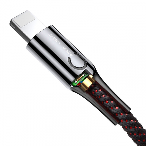 Купить Кабель Baseus C-shaped Light Intelligent power-off Cable USB to Lightning 2.4A 1m (CALCD-01) Black - цена в Харькове, Киеве, Днепре, Одессе
в интернет-магазине Telemart фото