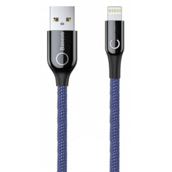 Фото USB Кабель Baseus C-shaped Light Intelligent power-off Cable USB to Lightning 2.4A 1m (CALCD-03) Blue