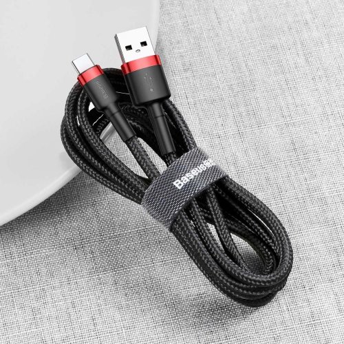 Купить Кабель Baseus Cafule Cable USB to USB Type-C 3A 1m (CATKLF-B91) Red/Black - цена в Харькове, Киеве, Днепре, Одессе
в интернет-магазине Telemart фото