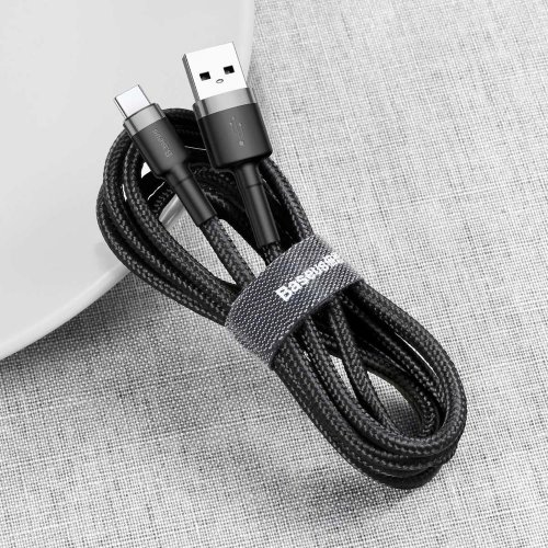 Купить Кабель Baseus Cafule Cable USB to USB Type-C 2A 2m (CATKLF-CG1) Grey/Black - цена в Харькове, Киеве, Днепре, Одессе
в интернет-магазине Telemart фото