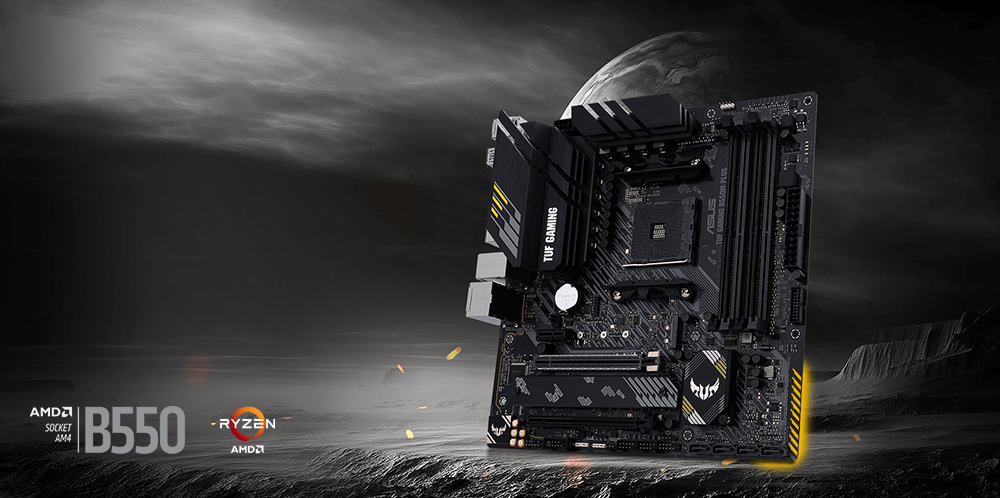 Материнська плата ASUS TUF Gaming B550M-Plus — загальний вигляд