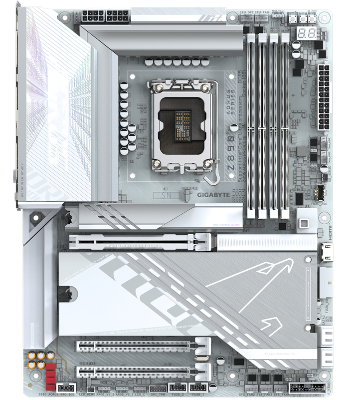 Белая плата AORUS для Intel Core Ultra (Series 2)
