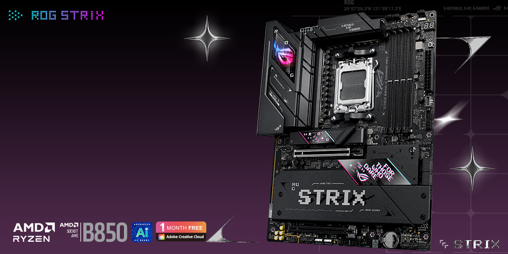 Материнська плата ASUS ROG Strix B850-E Gaming WiFi — загальний вигляд