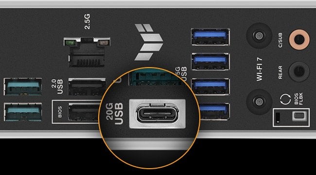 Задня панель: USB-C 20 Гбіт/с