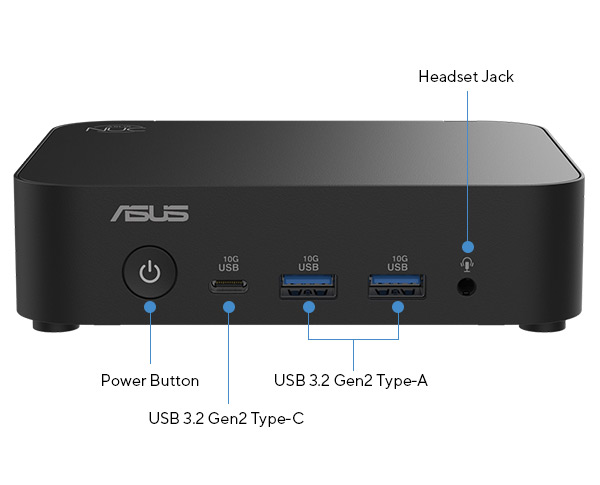 Порти на передній панелі ASUS NUC 14 Essential