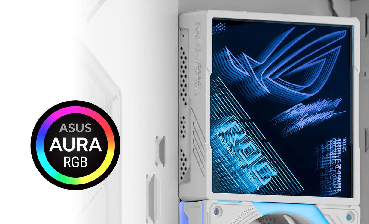 На фото зображено панель ROG Strix XIN120 ARGB Infinity Mirror